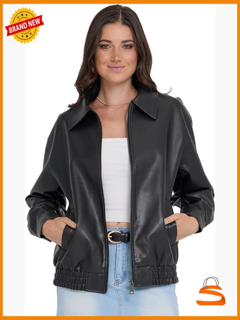 Faux Leather Oversized Bomber Jacket Women Plus Size Motorcycle
